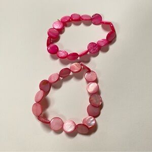 Handmade Pink Shell Beaded Bracelet Set